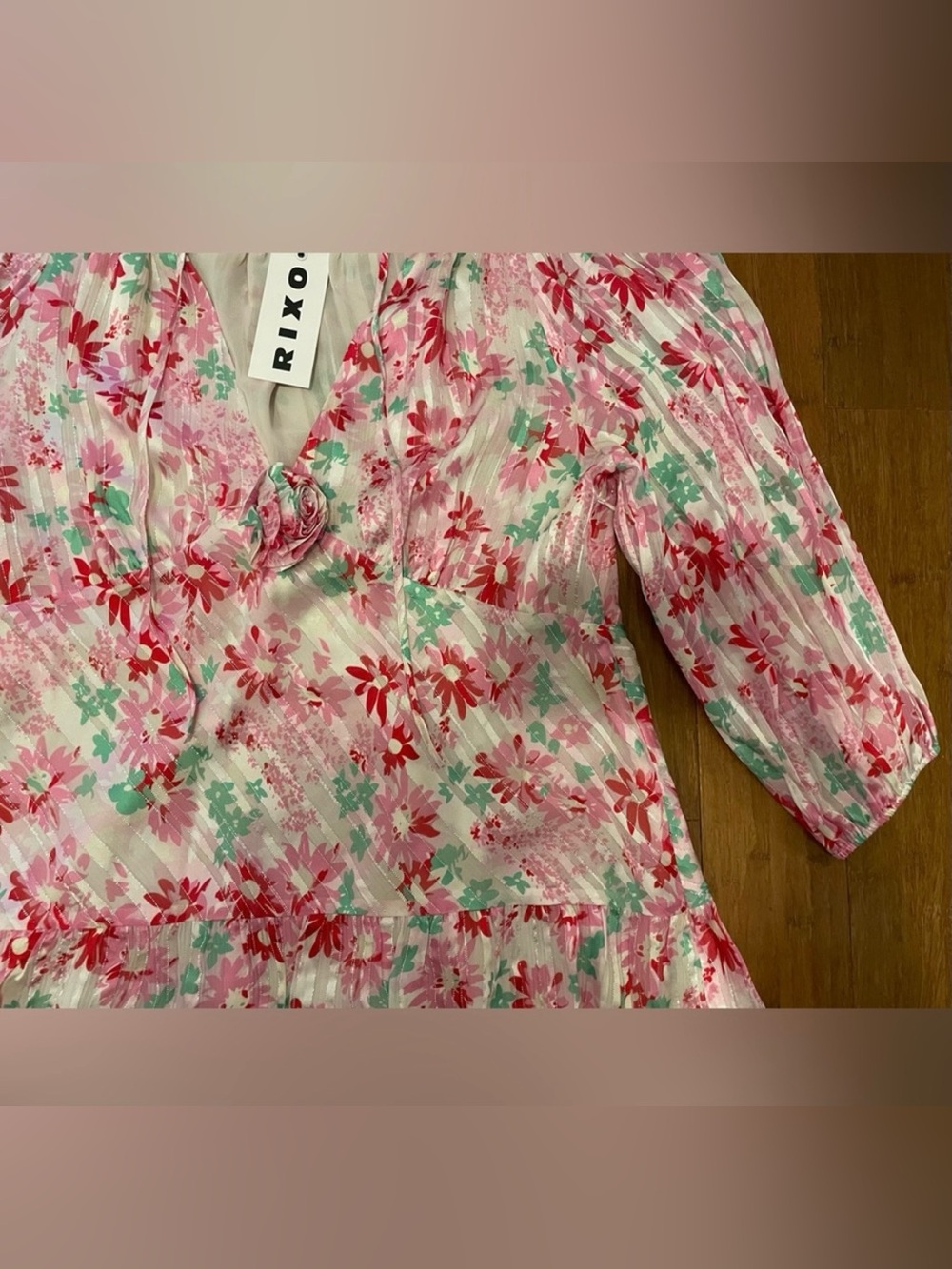 Rixo Dress NWT Floral XL/ US 12 Luxury Cocktail Wedding Silk Blend Shower Party - Picture 5 of 16